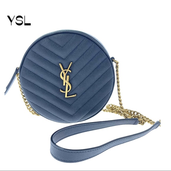 Yves Saint Laurent Bags Vinyle Ysl Round Quilted Grain De Poudre